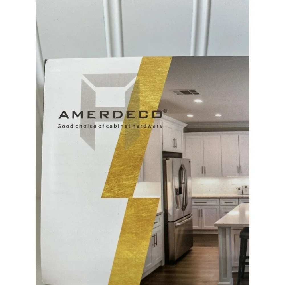 Amerdeco Cabinet Hardware. 4 long Pulls & 8 Knobs for Bathroom cabinet. Brushed‎